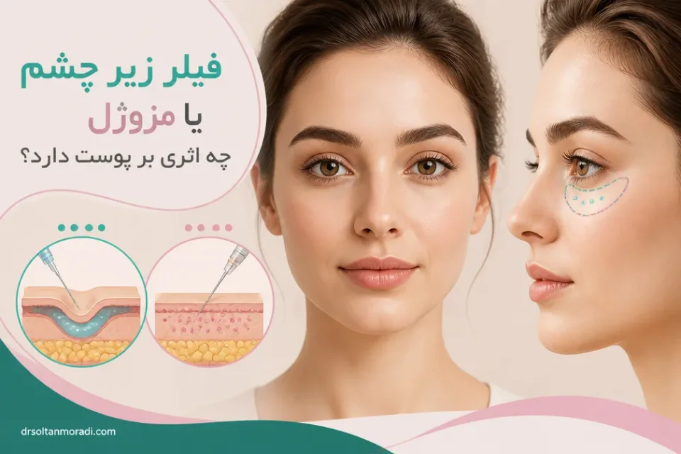 مزوژل زیر چشم چه اثری بر پوست دارد — مقایسه محل اثر فیلر و مزوژل در ناحیه زیر چشم